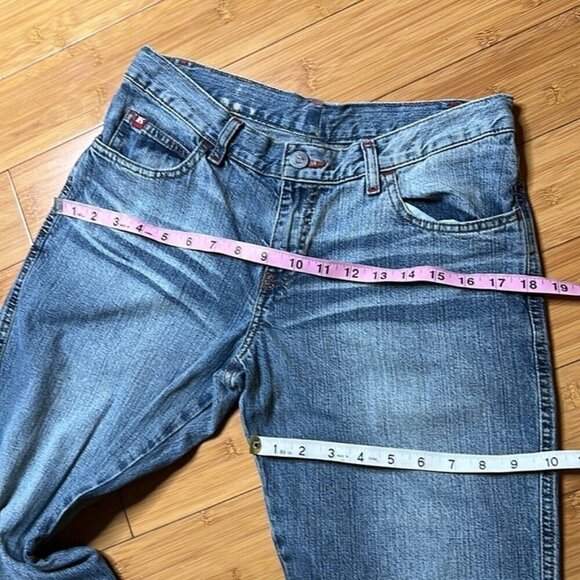 Killah by Miss Sixty flare jeans tartan patch vintage 90’s 00’s size 30 34” ins - Picture 11 of 12